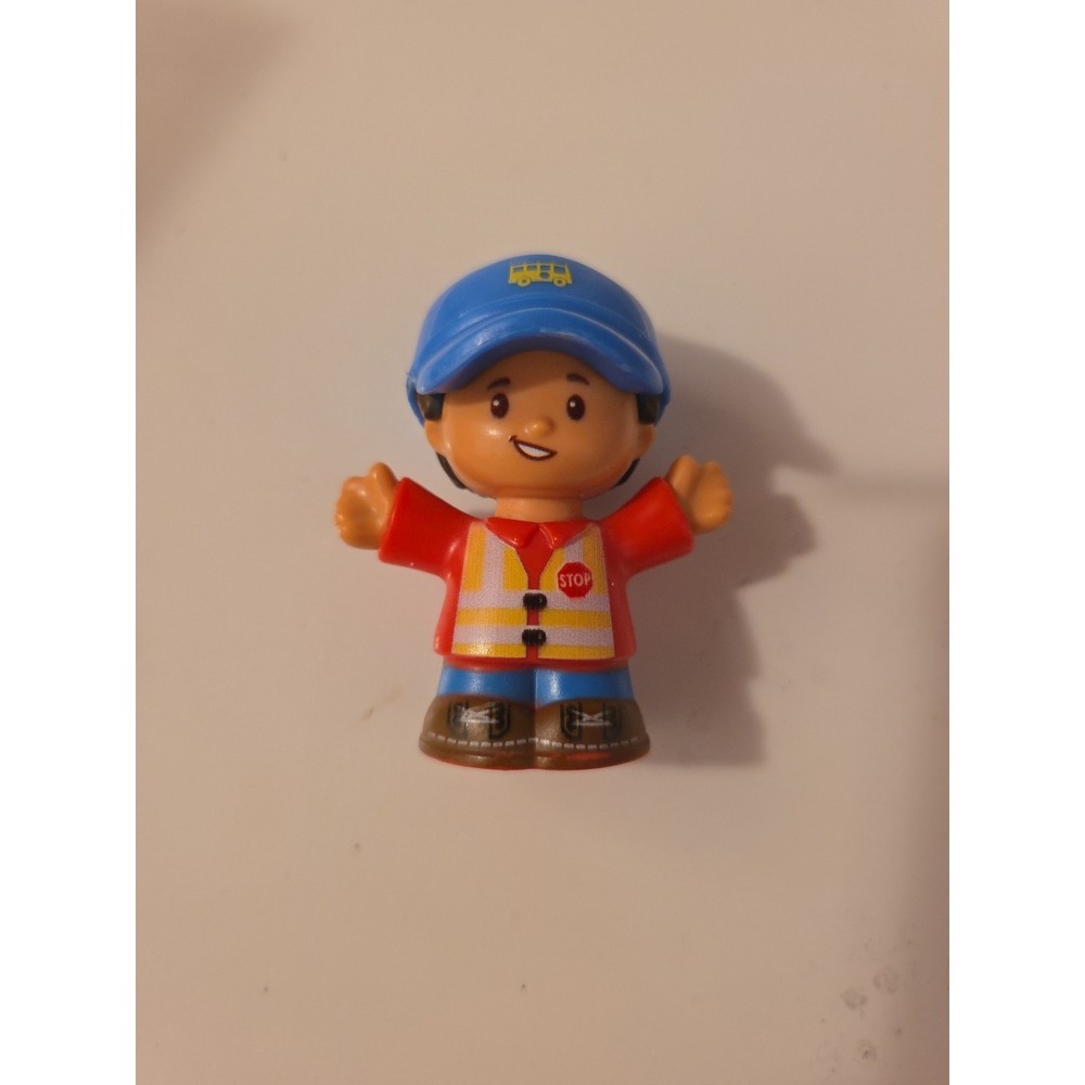 Fisher Price Little People City Yellow School Bus Driver Traffic Director Cross